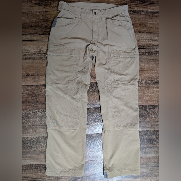 AKHG Quickhatch Cargo Vented Hiking Trail Pants Size 34x32 In Tan Stretch Nylon - Picture 1 of 13